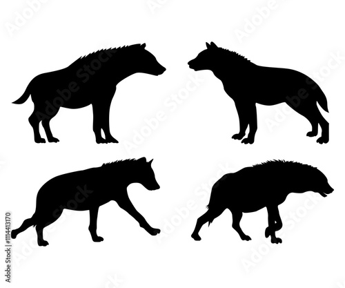 silhouette of hyena on white background.