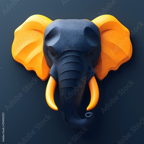 3D Logo In The Form Of An African Elephant. Illustration On The Theme Of Signs And Emblems, 3D, And Animals. Generative AI photo