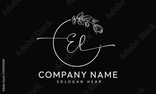 EL L E initial signature logo template vector