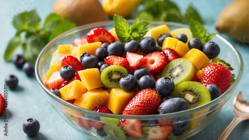 Fresh Fruits in a Glass Bowl