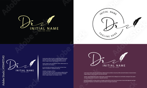  DR R D initial signature logo template vector photo