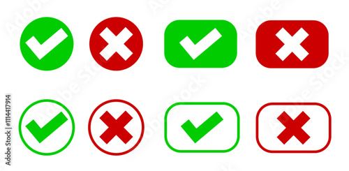 Conjunto de iconos correcto e incorrecto