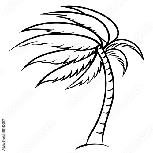 Wind-Swept Palm Tree Vector Art