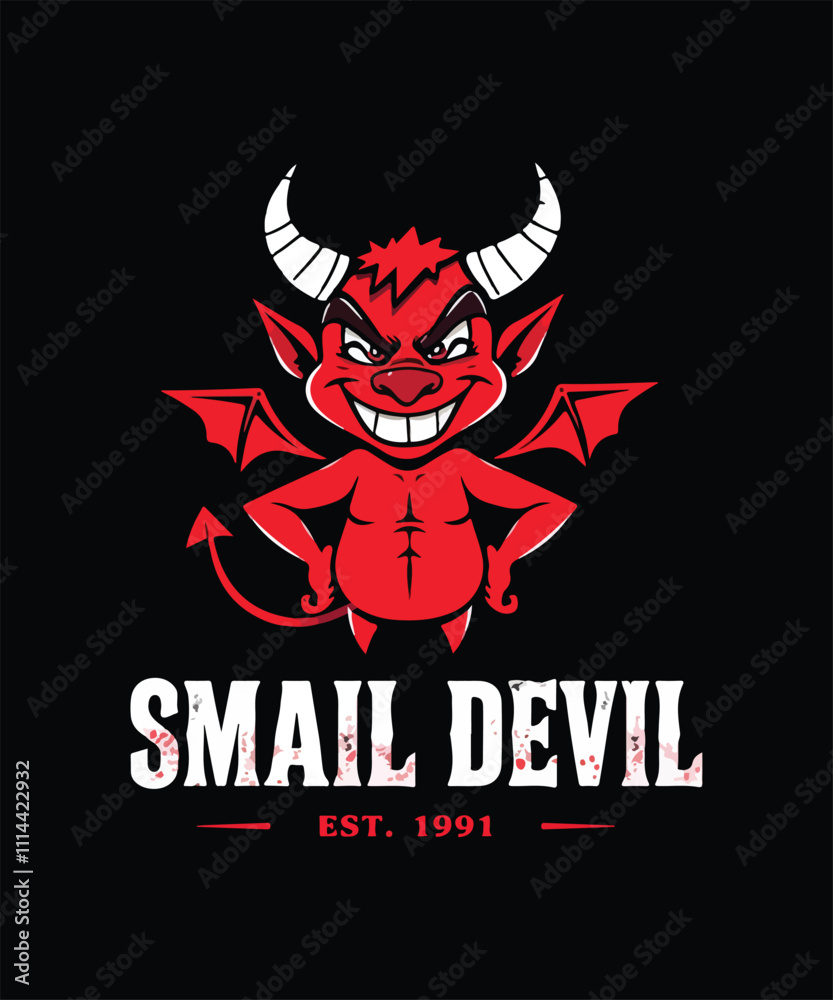 Cute Cartoon Smail Devil Graphic Funny T-Shirt Design Cute Cartoon Smail Devil Graphic Funny T-Shirt Design