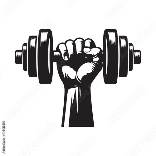 Dumbbell silhouette vector. Straight and curved barbell icon. Weightlifting equipment, Bodybuilding, gym, crossfit, workout on a white background