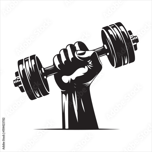 Dumbbell silhouette vector. Straight and curved barbell icon. Weightlifting equipment, Bodybuilding, gym, crossfit, workout on a white background