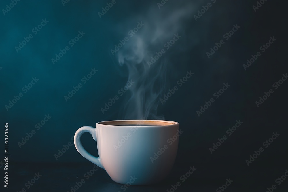 Steaming cup of hot coffee on dark background Steaming cup of hot coffee on dark background