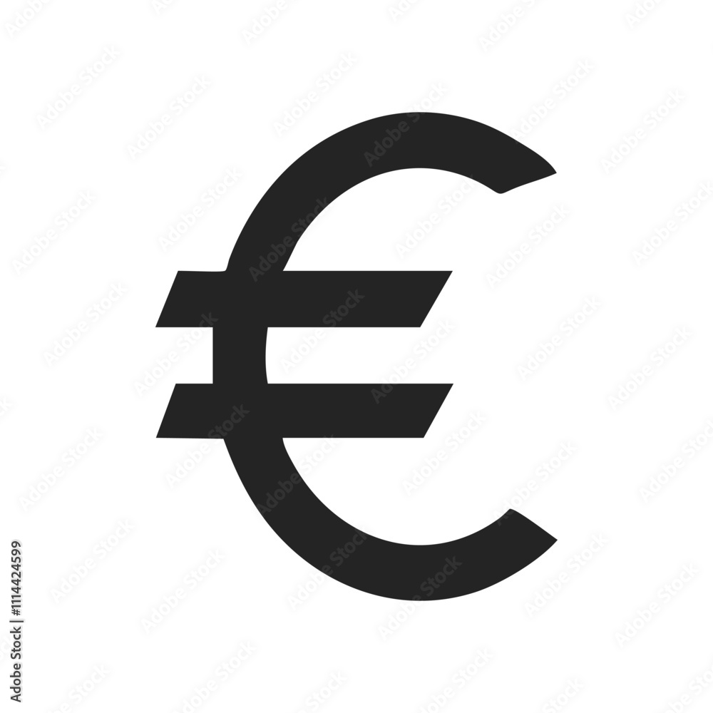 Obraz premium euro currency symbol, Black and White euro Icon vector silhouette white background.