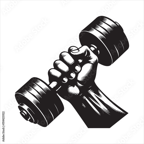 Dumbbell silhouette vector. Straight and curved barbell icon. Weightlifting equipment, Bodybuilding, gym, crossfit, workout on a white background