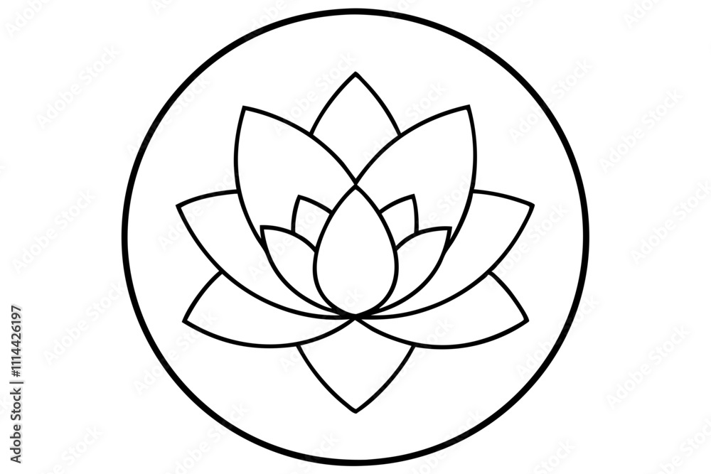 A simple Bloom Circle line art vector white background A simple Bloom Circle line art vector white background
