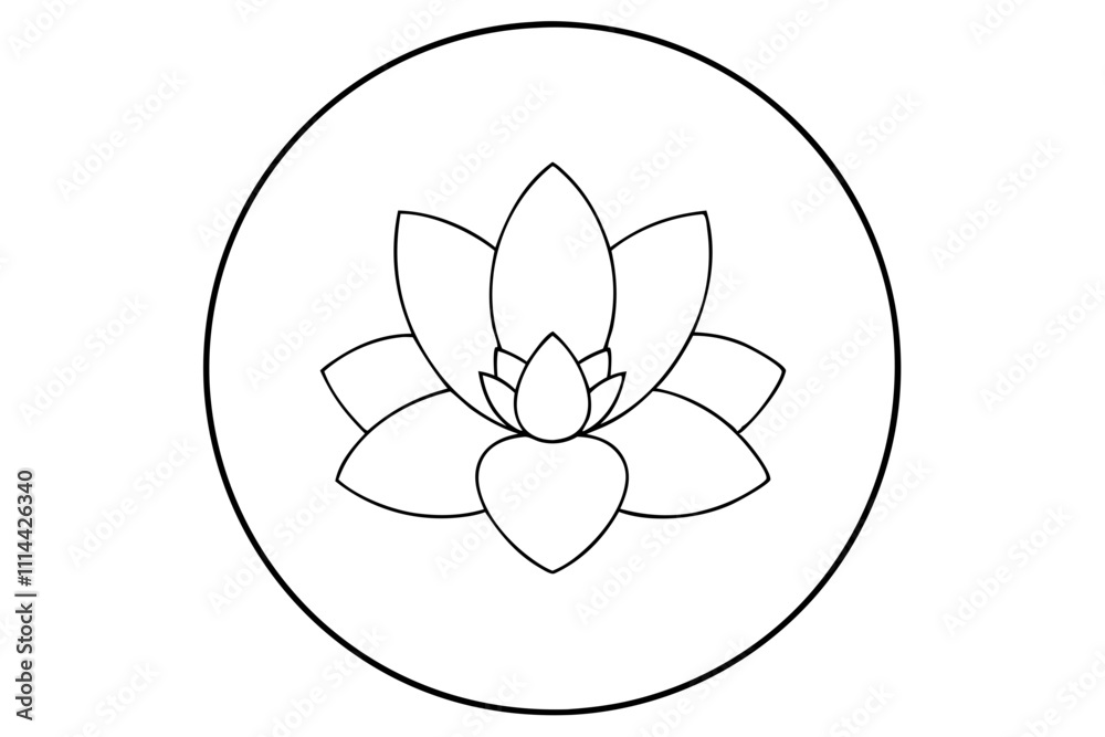 A simple Bloom Circle line art vector white background A simple Bloom Circle line art vector white background