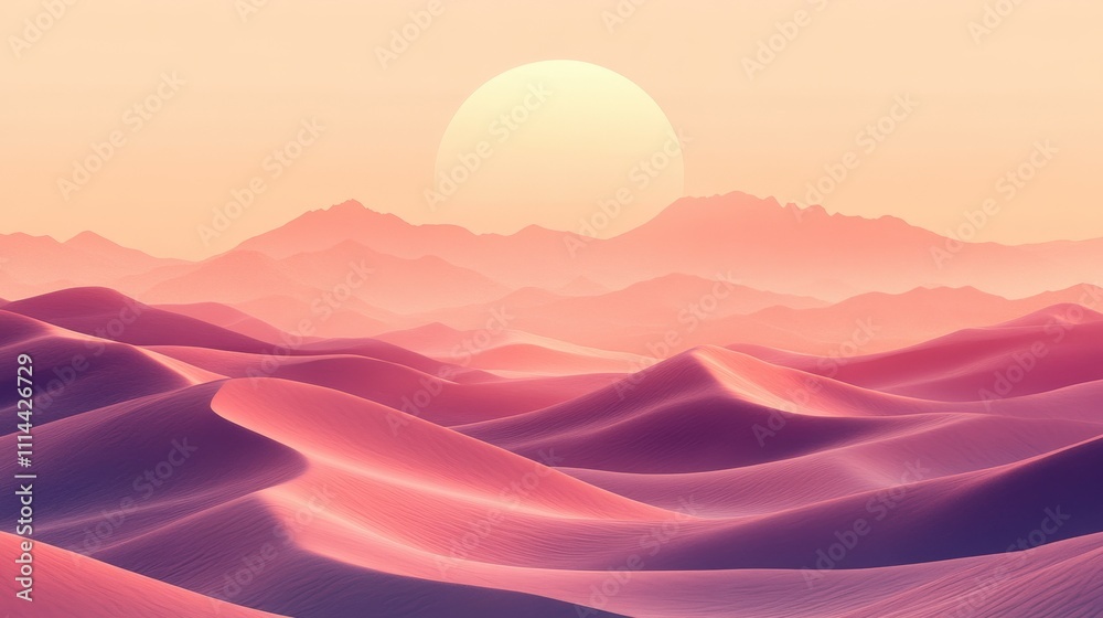 A serene landscape featuring gentle, rolling hills in shades of pink and purple, illuminated by a soft sun setting in the background. A serene landscape featuring gentle, rolling hills in shades of pink and purple, illuminated by a soft sun setting in the background.