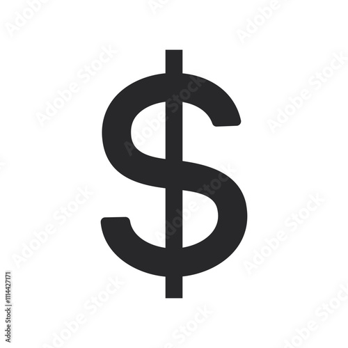 Black and White dollar Icon vector silhouette white background