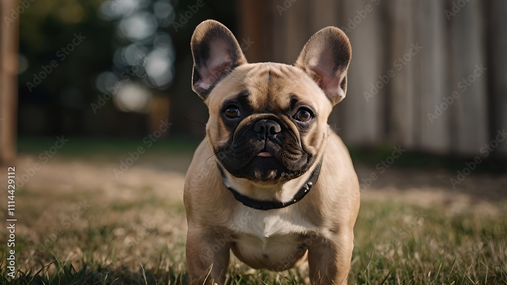 Adorable French Bulldog Puppy Posing in a Field Adorable French Bulldog Puppy Posing in a Field