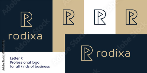 Abstract Letter R Logo with Flag Design for Golf and Racing Branding