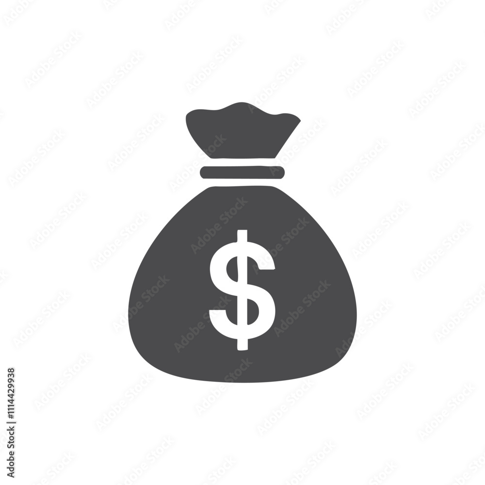 bag with dollar, Black and White Money Bag Icon set vector silhouette white background bag with dollar, Black and White Money Bag Icon set vector silhouette white background