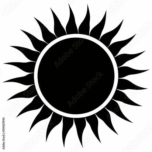 Sun vector silhouette black design white background