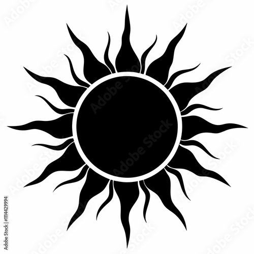 Sun vector silhouette black design white background