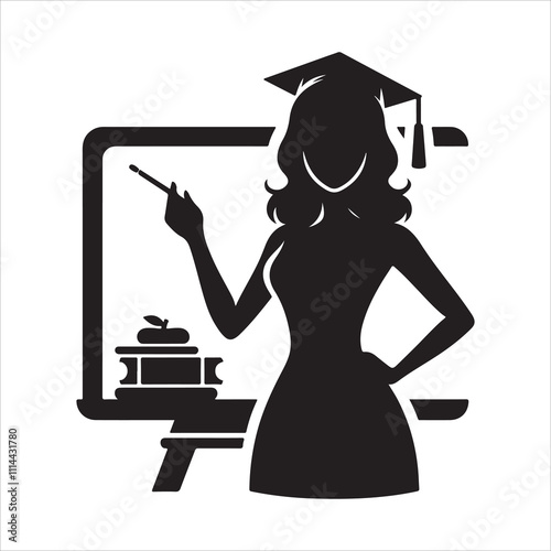 Female teacher silhouette vector. Female teacher icon vector illustration