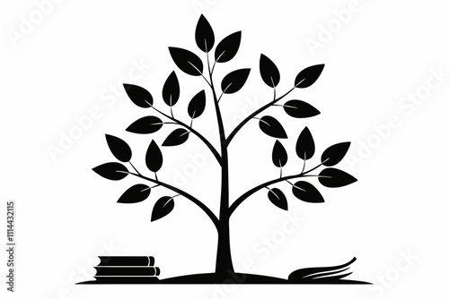 Simple Silhouette of Sapling Stories in Black Vector Art