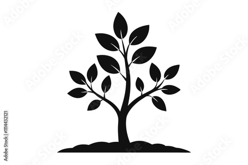 Simple Silhouette of Sapling Stories in Black Vector Art