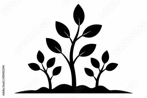 Simple Silhouette of Sapling Stories in Black Vector Art