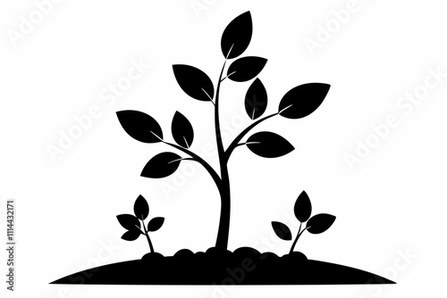 Simple Silhouette of Sapling Stories in Black Vector Art