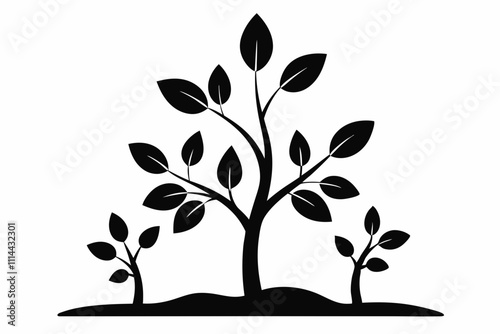 Simple Silhouette of Sapling Stories in Black Vector Art