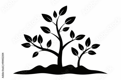 Simple Silhouette of Sapling Stories in Black Vector Art