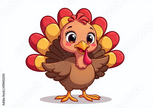 colorful turkey illustration cute expression set white photo