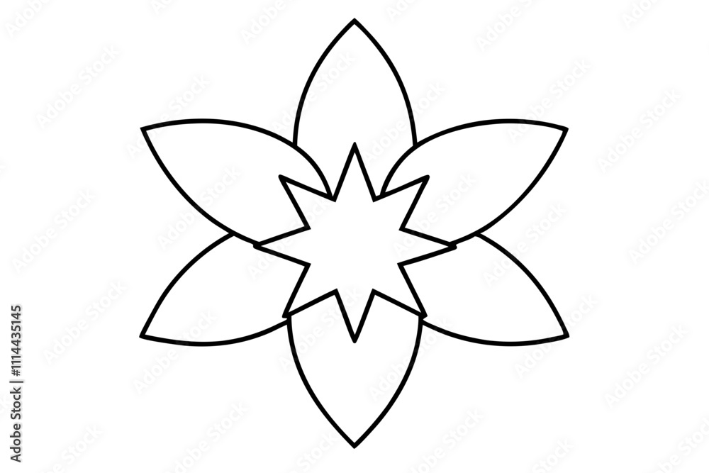 A simple Blossom Star line art vector white background A simple Blossom Star line art vector white background