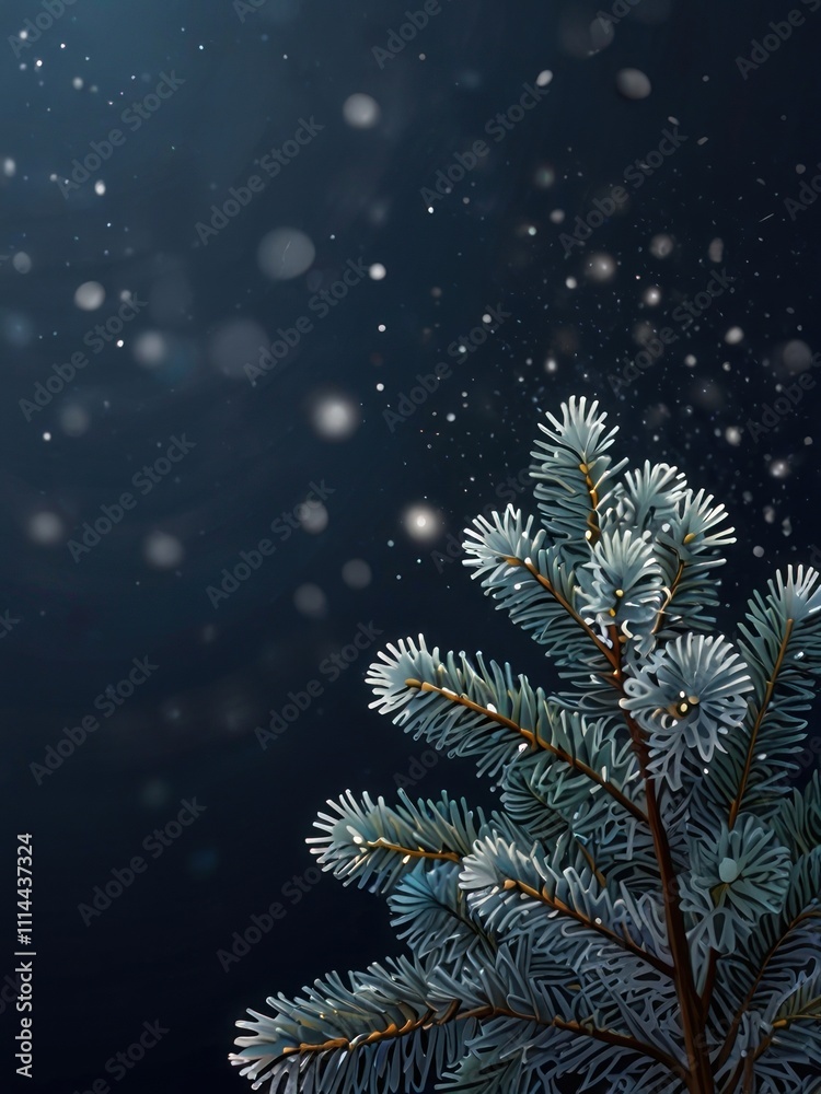 Happy New Year 2025 beautiful sparkling design of numbers on dark blue background with lights, pine branches and shining falling snow. Trendy modern winter banner, poster or greeting card template Happy New Year 2025 beautiful sparkling design of numbers on dark blue background with lights, pine branches and shining falling snow. Trendy modern winter banner, poster or greeting card template