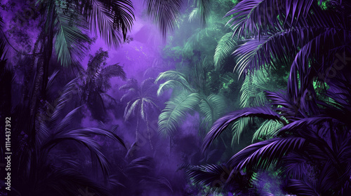 Mystical Purple Rainforest, 3D Rendering, Fantasy, Dark, Tropical