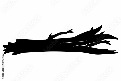 Driftwood vector silhouette black design white background