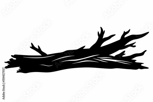 Driftwood vector silhouette black design white background