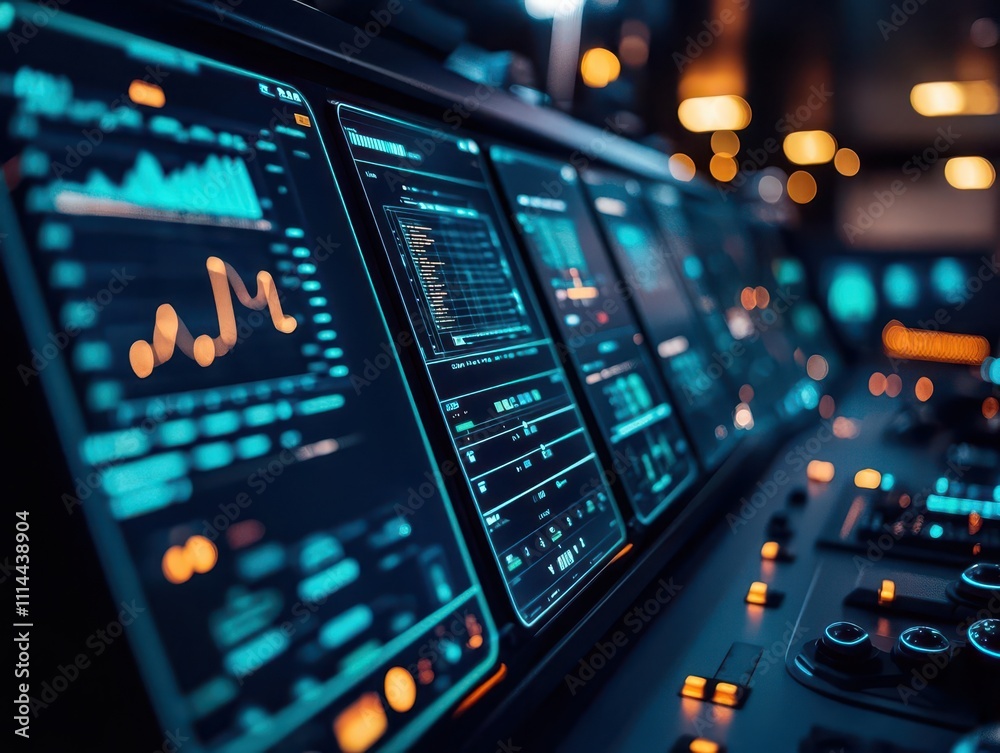 Hightech control room of an autonomous ship, showcasing modern navigation systems and AIdriven decisionmaking Hightech control room of an autonomous ship, showcasing modern navigation systems and AIdriven decisionmaking