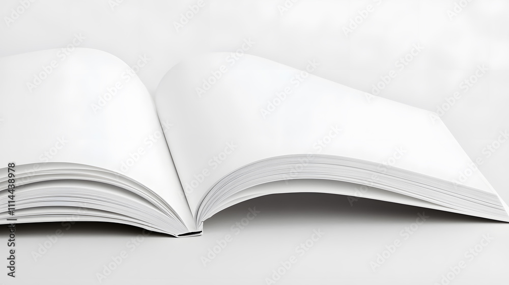 Magazine or book mockup top view. Blank page or notepad on solid background. Magazine or book mockup top view. Blank page or notepad on solid background.