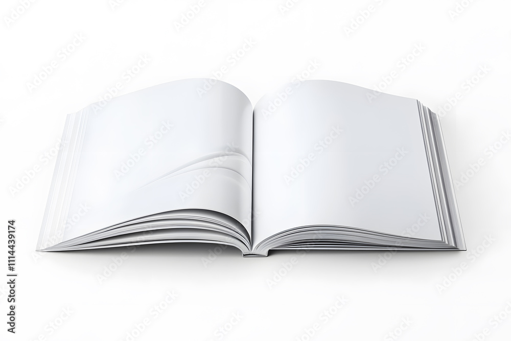 Magazine or book mockup top view. Blank page or notepad on solid background. Magazine or book mockup top view. Blank page or notepad on solid background.