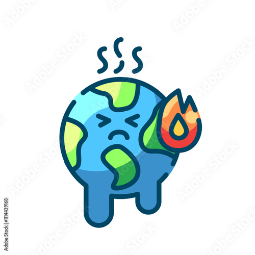 llustration fill icon of a global warming