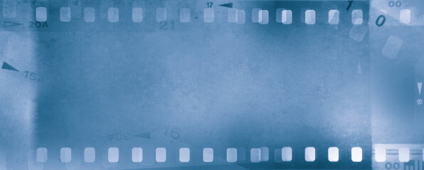 Film negatives blue background