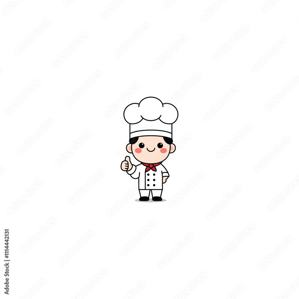Cute chef thumb up cartoon, vector illustration Cute chef thumb up cartoon, vector illustration