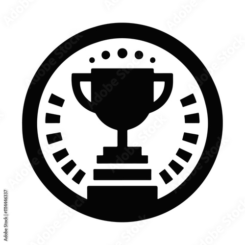 Award prize trophy in a circle vector icon design