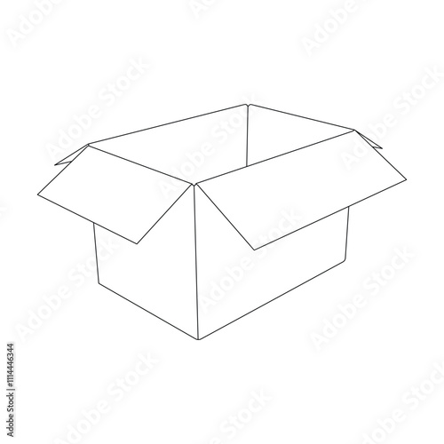 Hand drawn kids drawing cardboard box cartoon isolated