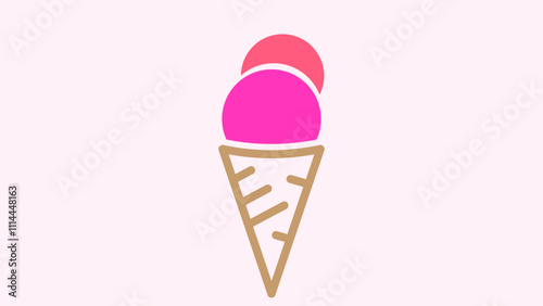  ice cream icons. Vector illustration isolated on pink background.	