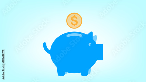 vector piggy bank with falling coins. Icon saving or accumulation of money, investment. Icon piggy bank in a flat style, isolated from the background. The concept of banking or business services.	