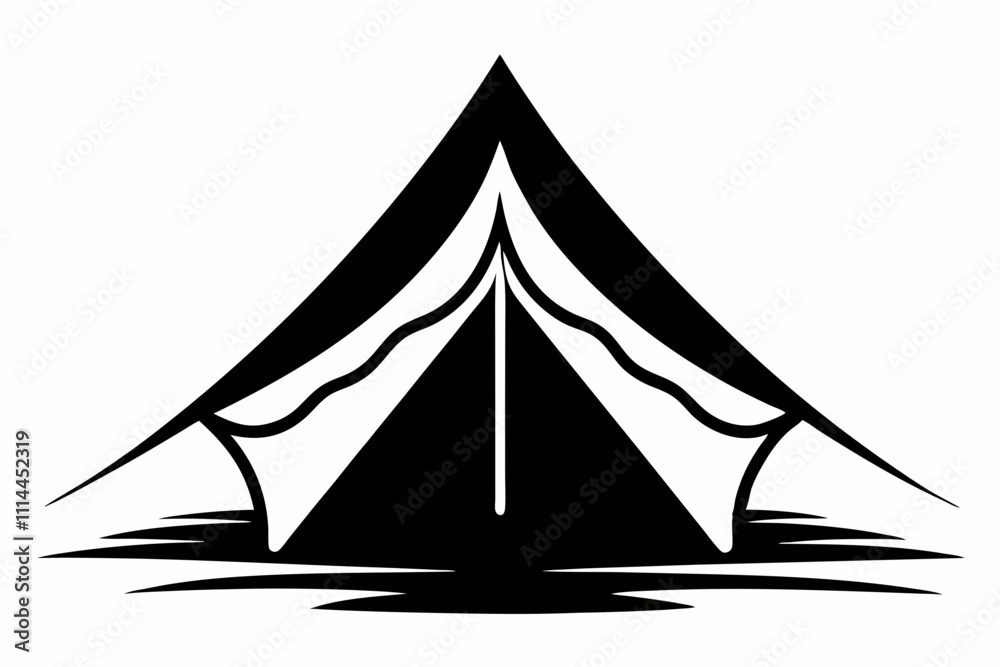Water Ripple Tent vector silhouette black design white background Water Ripple Tent vector silhouette black design white background