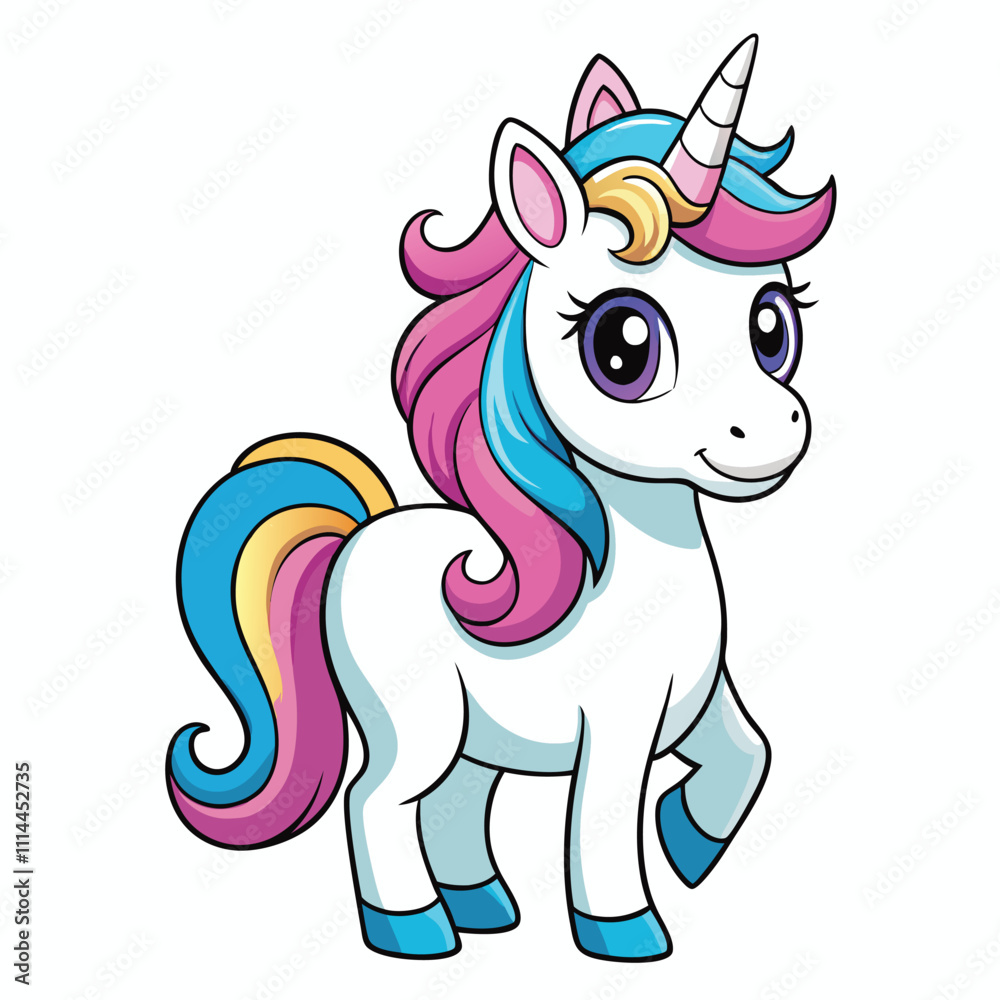 Naklejka premium cute unicorn vector cartoon illustration.