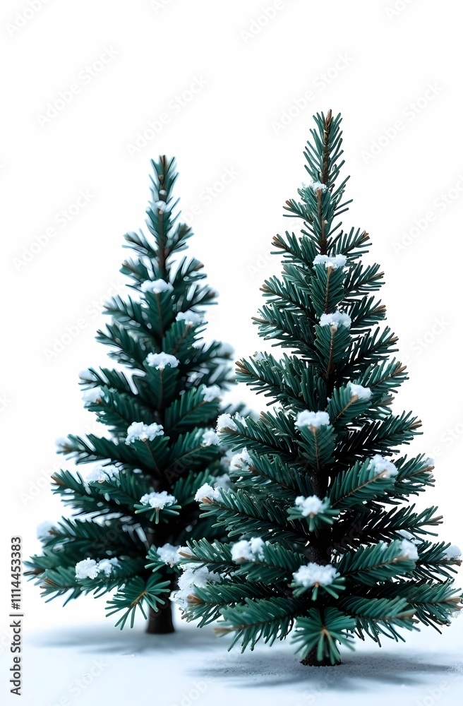Fototapeta premium Collection of christmas Trees with Snow isolated on transparent or white background