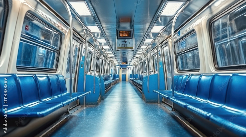Obraz premium Illustration of an empty subway car interior. Ai generated image