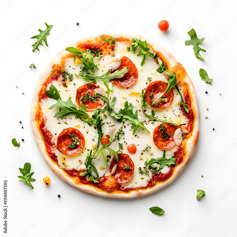Top view pizza, isolated on white background Top view pizza, isolated on white background